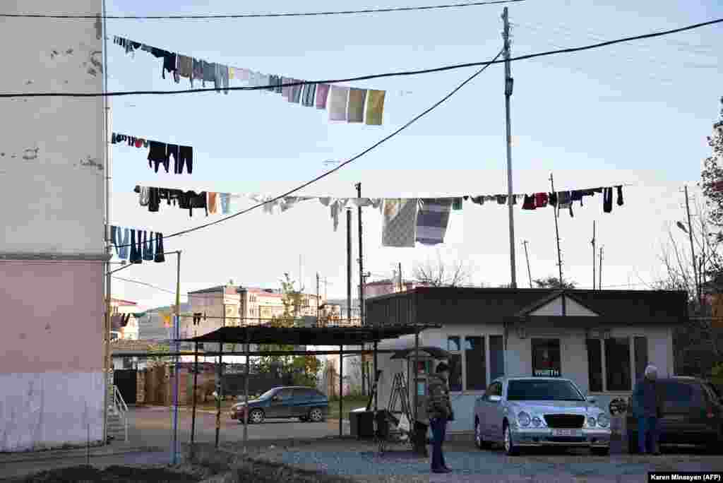 Strings of drying laundry indicate a return to normality in Stepanakert on November 24.&nbsp;