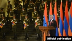 Armenia - President Serzh Sarkisian speaks at an Independence Day reception in Yerevan, 21Sep2013.