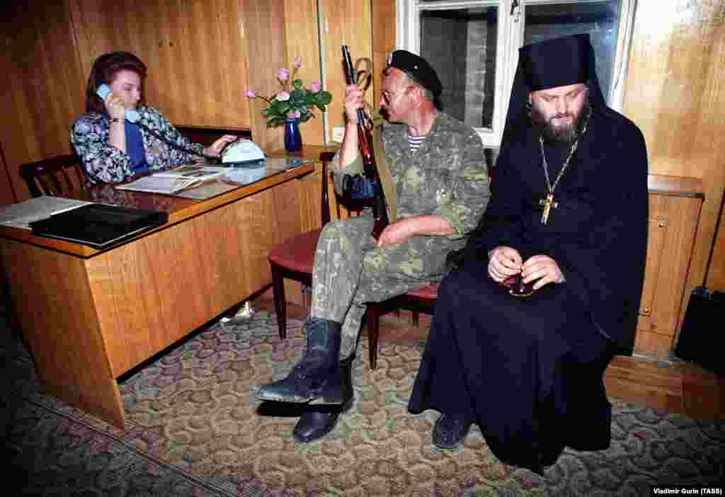 A scene inside the Abkhaz &quot;press center&quot; during the conflict. With the world&#39;s eyes on the wars in the former Yugoslavia, Abkhazia was covered by only a handful of mostly Russian journalists, and the war went virtually unnoticed in the western world.&nbsp;