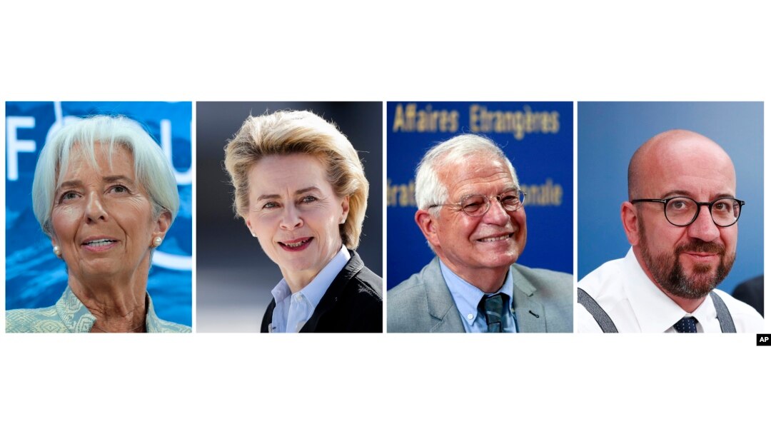 Christine Lagarde, Ursula von der Leyen, Josep Borrell and Charles Michel.
