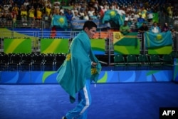 Данияр Елеусінов Рио олимпиадасында чемпион атанған сәт. 2016 жылдың тамызы.