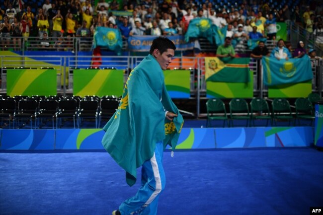 Данияр Елеусінов Рио олимпиадасында чемпион атанған сәт. 2016 жылдың тамызы.