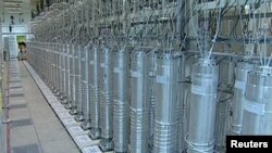 A bank of centrifuges in what Iranian state television says is the fuel enrichment plant at Natanz