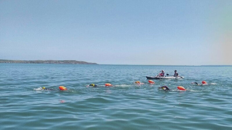В заплыве через Керченский пролив участвовала 62-летняя спортсменка из Лондона (+фото, видео)