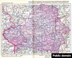 Мапа БССР 1940 году.