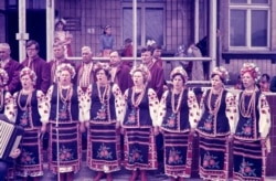 A traditional Ukrainian singing group in Opytne. The town, which lies on the front line of the Ukrainian conflict, was once home to nearly 1,000 people.