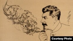 Сталин сүйүктүү мүштөгү менен. Виктор Денинин графикалык сүрөтү. 1930