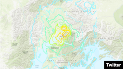 Карта района, где произошло землетрясение, 30 ноября 2018