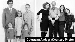 Семья Албаут, 1977 г. (слева). Натан Фарб, Светлана и её дочери (справа)