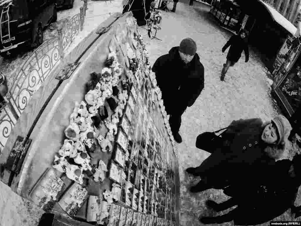 A souvenir stand offers magnets and t-shirts stating &quot;I was at the Maidan&quot; -- the alternate name of Independence Square and shorthand for the antigovernment protests. 