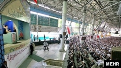 Supreme Leader Ayatollah Ali Khamenei leading Friday Prayers at Tehran University on June 19, where he called for protests to end.