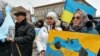 Во время митинга ко Дню крымского сопротивления российской оккупации. Город Геническ Херсонской области, 26 февраля 2019 года