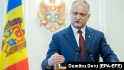 Președintele Igor Dodon la o conferință de presă, 2 aprilie 2019