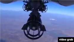 A Russian jet during a bombing operation over Syria 