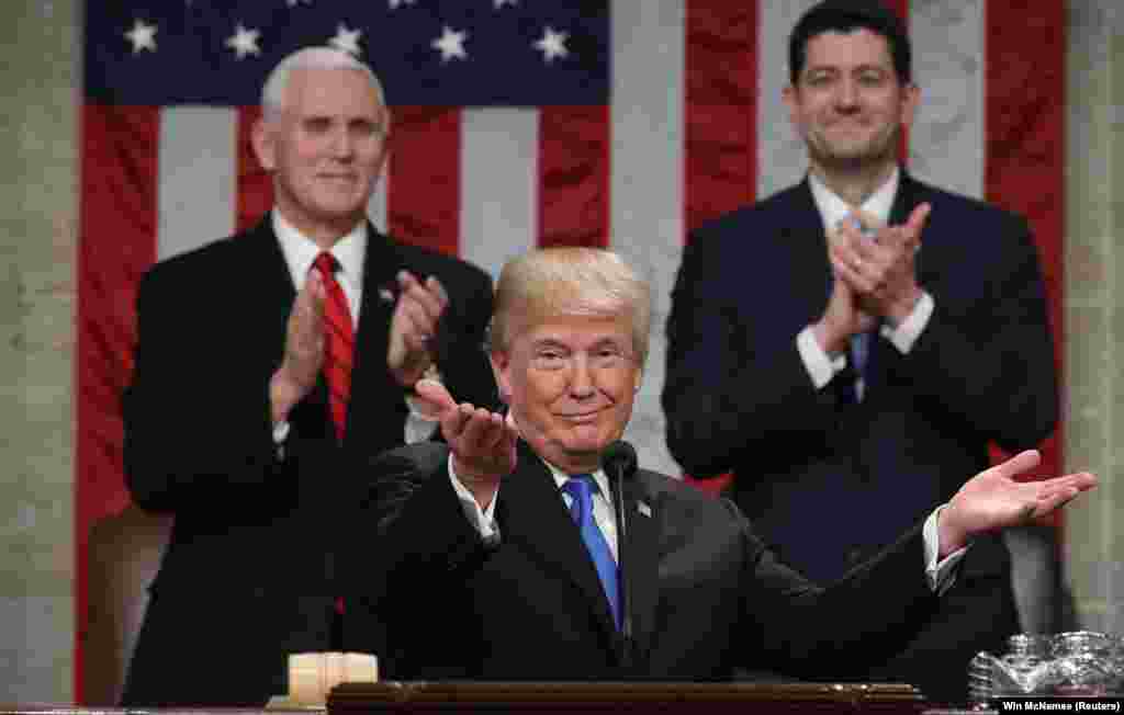 U.S. President Donald Trump delivers his first State of the Union address to a joint session of Congress in Washington on January 30. (Reuters/Win McNamee)