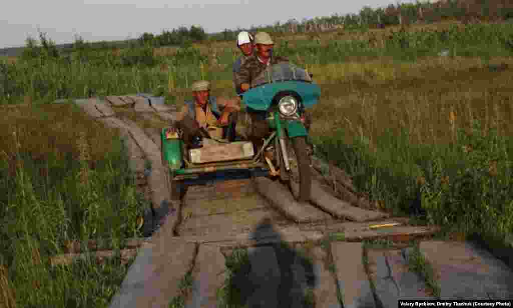 Lighter vehicles can use plank roads like this one.