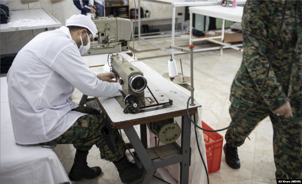 A production line for manufacturing protective face masks has been established by Iran&#39;s Special Unit of Law Enforcement.