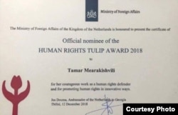 Премия в области защиты прав человека «Тюльпан» является инициативой нидерландского правительства