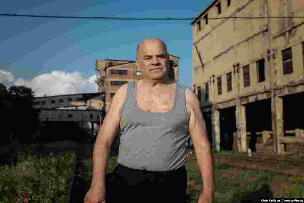 Viktor Trifonov outside the Central mine in Myrnohrad. “We don’t want anything special -- just to live like normal people," he says. "We just want to be paid our salaries.” On August 9, Trifonov attempted self-immolation during a press conference. 