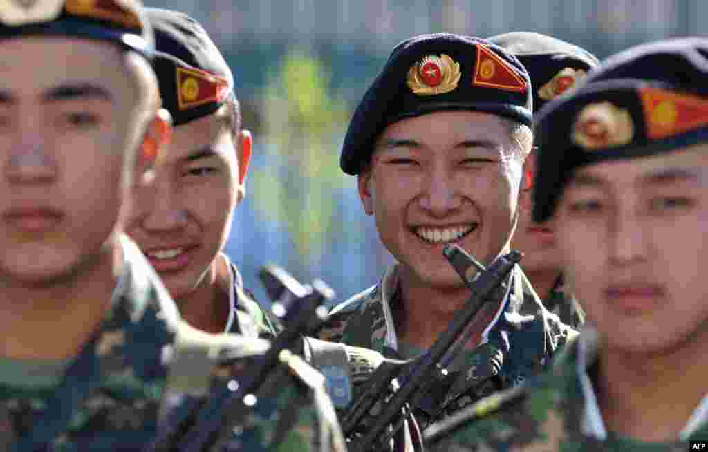 Military boarding school cadets attend a ceremony to mark the start of their classes in the Kyrgyz capital, Bishkek. (AFP/Vyacheslav Oseledko) 