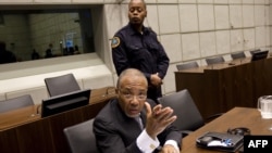 Former Liberian President Charles Taylor waiting for the start of the prosecution's closing arguments during his trial at the UN Special Court for Sierra Leone in the Netherlands. (file photo)