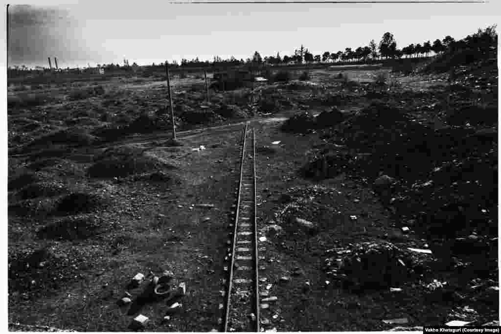 An out-of-service railroad line in Rustavi