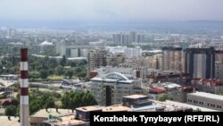 Алматы қаласының жоғарыдан көрінісі.