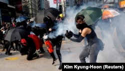 Pamje nga protestat në Hong Kong.