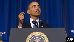 АҚШ президенті Барак Обама ұлттық қауіпсіздікке қатысты сөз сөйлеп тұр. Вашингтон, 23 мамыр 2013 жыл.