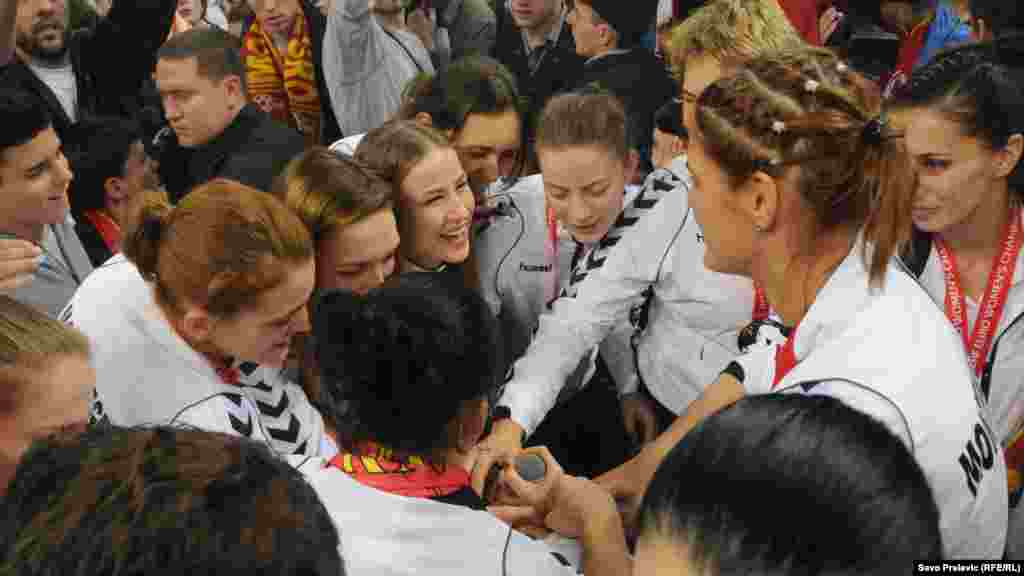Montenegro - People welcoming woman handball team day after winning gold medal at the European championship, Podgorica, 17Dec2012 