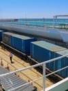 Men work in the Caspian seaport of Aktau, Kazakhstan, a key hub of the Trans-Caspian Transport Route, also known as the Middle Corridor. (file photo)