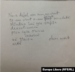 Manuscris Eugen Cioclea (fot: Emilian Galaicu-Păun)