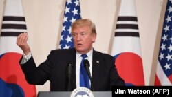 Дональд Трамп на пресс-конференции в Сеуле, 7 ноября 2017