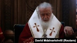 Georgian Patriarch Ilia II attends a Good Friday service at Holy Trinity Cathedral in Tbilisi in April.