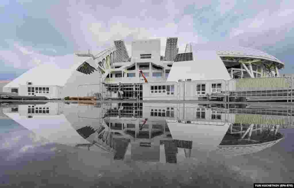 A general view of Fisht Stadium in Sochi, Russia. Sochi will be one of the host cities for the FIFA World Cup 2018 from June 14 to July 15 in Russia. (epa-EFE/Yuri Kochetkov)