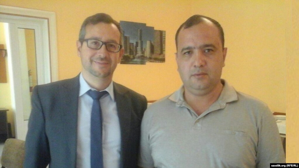 Собиқ ИИБ бошлиғи Дилмурод Мадалиев (ўнгда) ва БМТ вакили Стефано Сенси