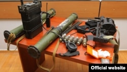 Nagorno Karabakh - Weapons allegedly seized by Karabakh's Defense Army from Azerbaijani special forces on 31 July, Stepanakert,01Aug,2014