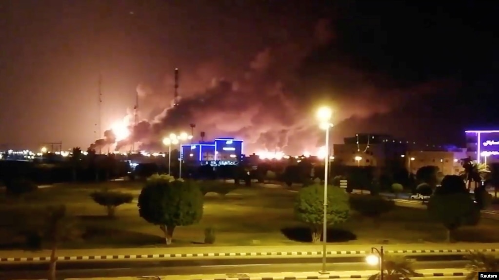 The predawn attacks, which sparked large blazes at the Abqaiq and Khurais oil-processing facilities, were claimed by Iranian-backed Huthi rebels in Yemen.