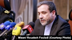 Political deputy at the Iranian Foreign Ministry Abbas Araghchi speaking in a meeting in Tehran, undated.