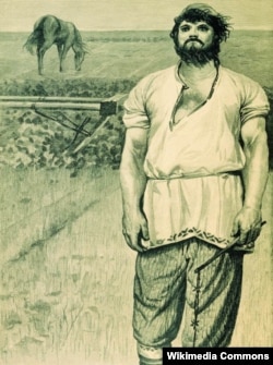 Картина Андрея Рябушкина "Микула Селянинович", 1895