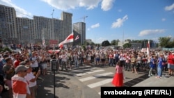Акція протесту біля будівлі Белтелерадіокомпанії, Мінськ, 17 серпня 2020 року