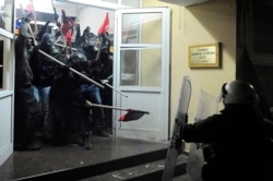 A clash in Greece in 2014 between police and young people occupying Thessaloniki’s Labor Department.