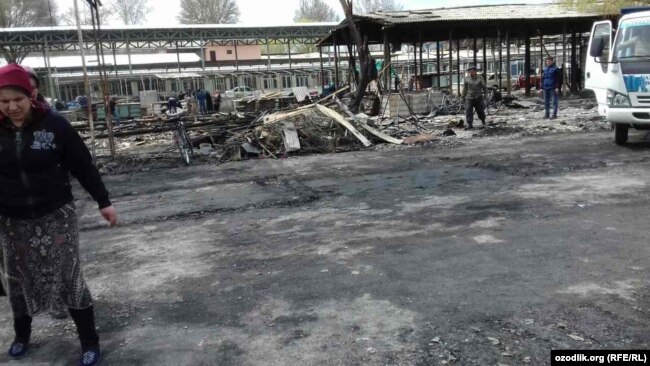 Бувайда деҳқон бозоридаги ёнғин оқибатлари