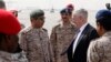 U.S. Defense Secretary James Mattis (C-R) is greeted by Saudi Armed Forces Chief of Joint Staff General Abdul Rahman Al Banyan (C-L) upon his arrival at the Riyadh Air Base, April 18, 2017