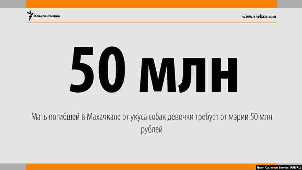 05.06.2017 // Мать погибшей в Махачкале от укусов собак девочки требует от мэрии 50 млн рублей.