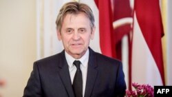 Mikhail Baryshnikov speaks in Riga in 2017 after being granted Latvian citizenship. 