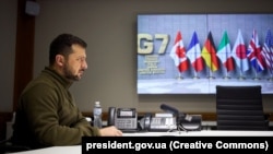 Уладзімір Зяленскі зьвяртаецца да саміту G7. 11 кастрычніка 2022