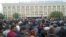 Kazakhs gather in the center of the southern town of Kyzylorda to protest proposed land sales on May 1.