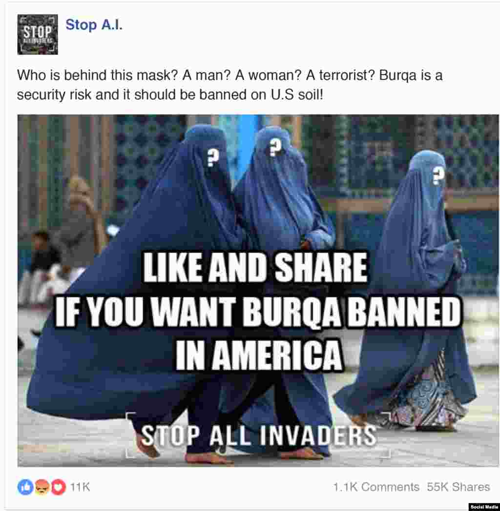 The issue of Islam and the supposed threat Muslims posed to U.S. society also featured in several ads.