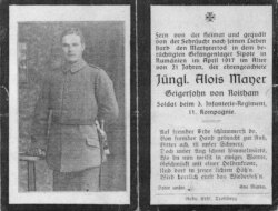 Alois Maner, prizonier german mort la Șipote, aprilie 1917